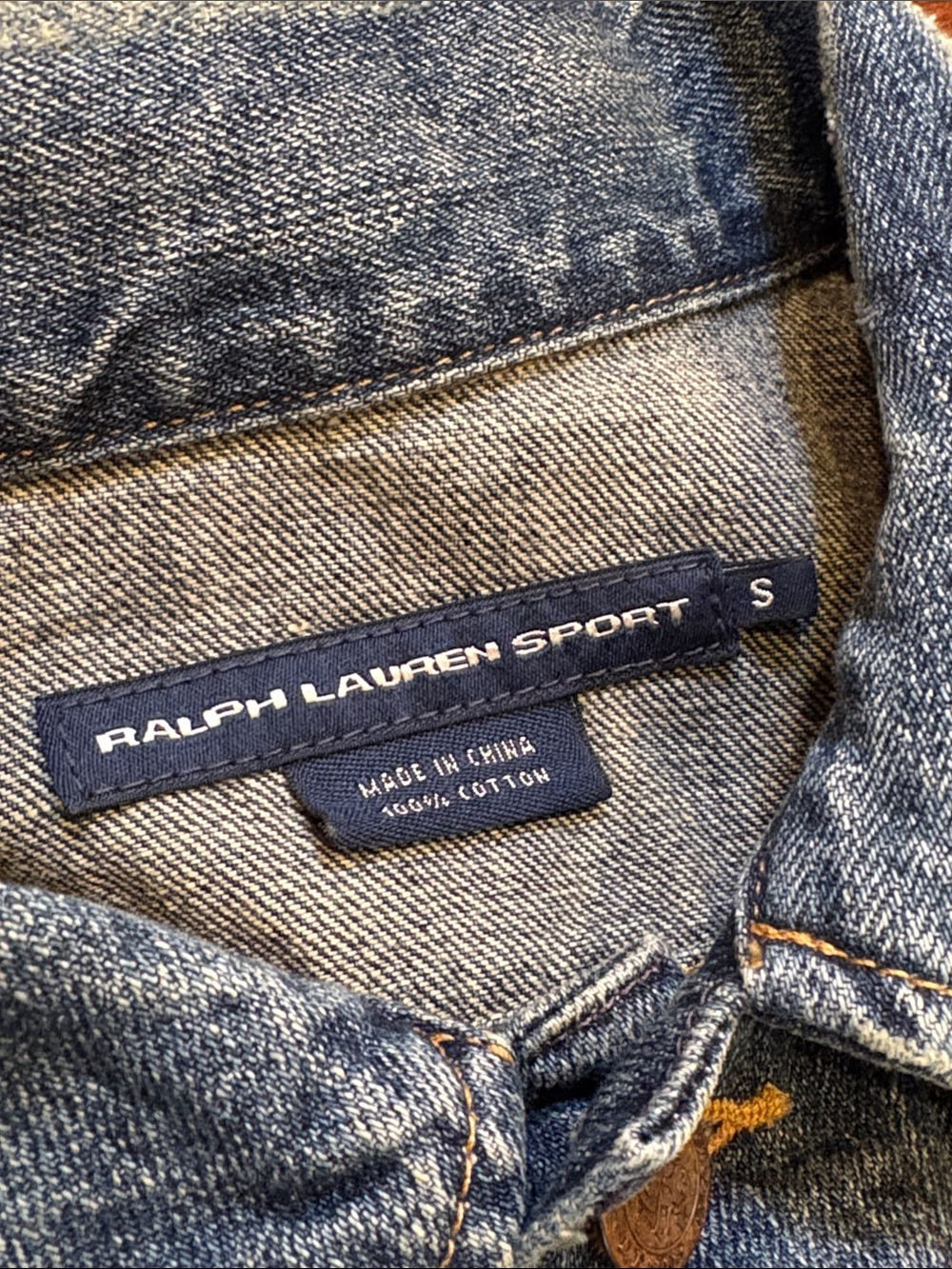 Vintage Ralph Lauren Sport 90s Distressed Denim Jean Jacket size Small - Picture 7 of 11